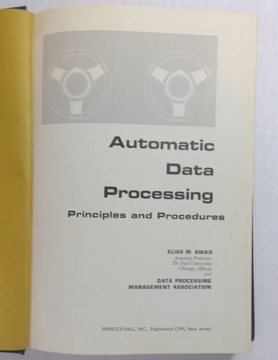 Vintage Computer Programming Book 1966 Automatic Data Processing Elias Awad DJ H
