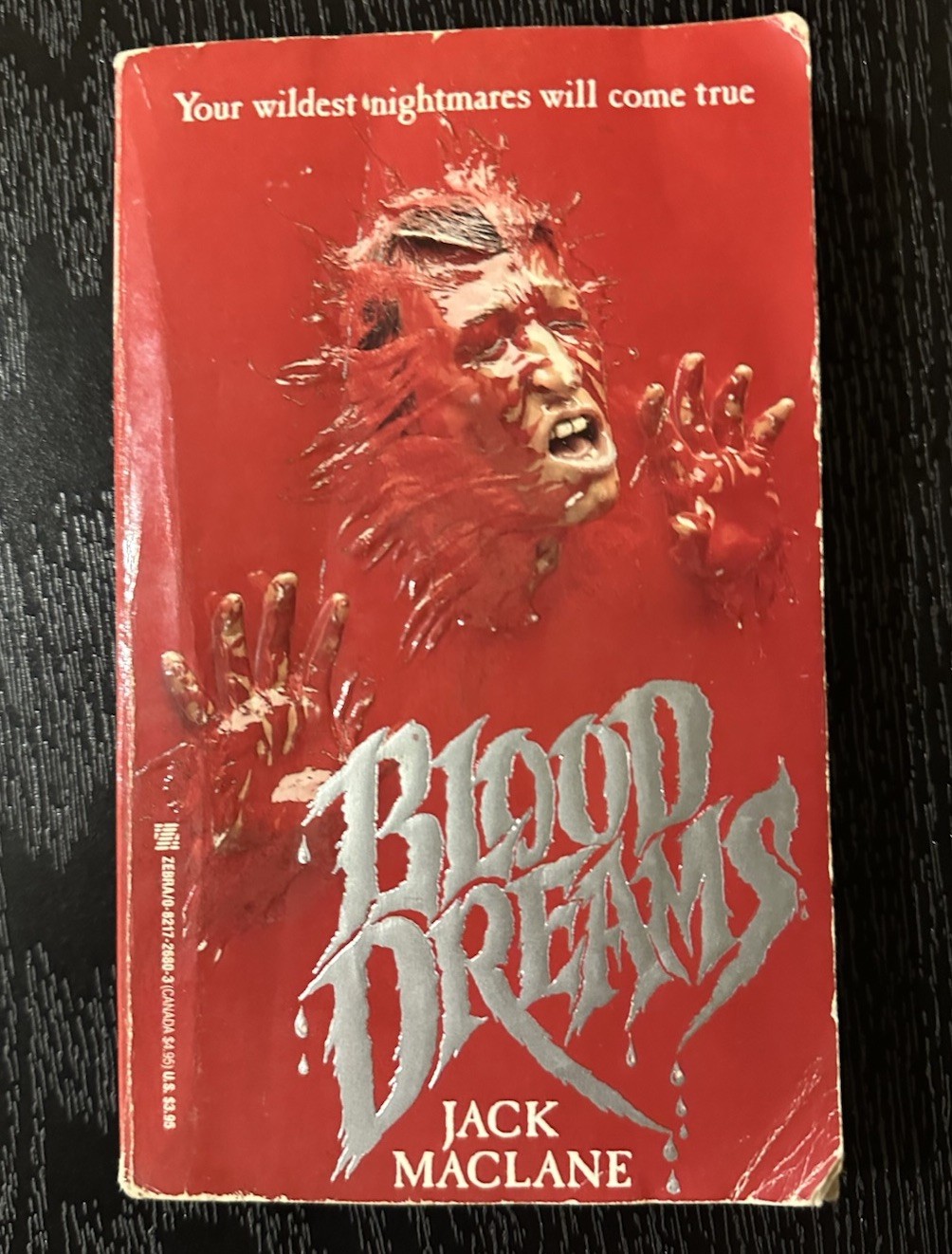 VINTAGE 1989 ZEBRA Blood Dreams – Jack Maclane [Fiction, Horror] 1st Ed. PB
