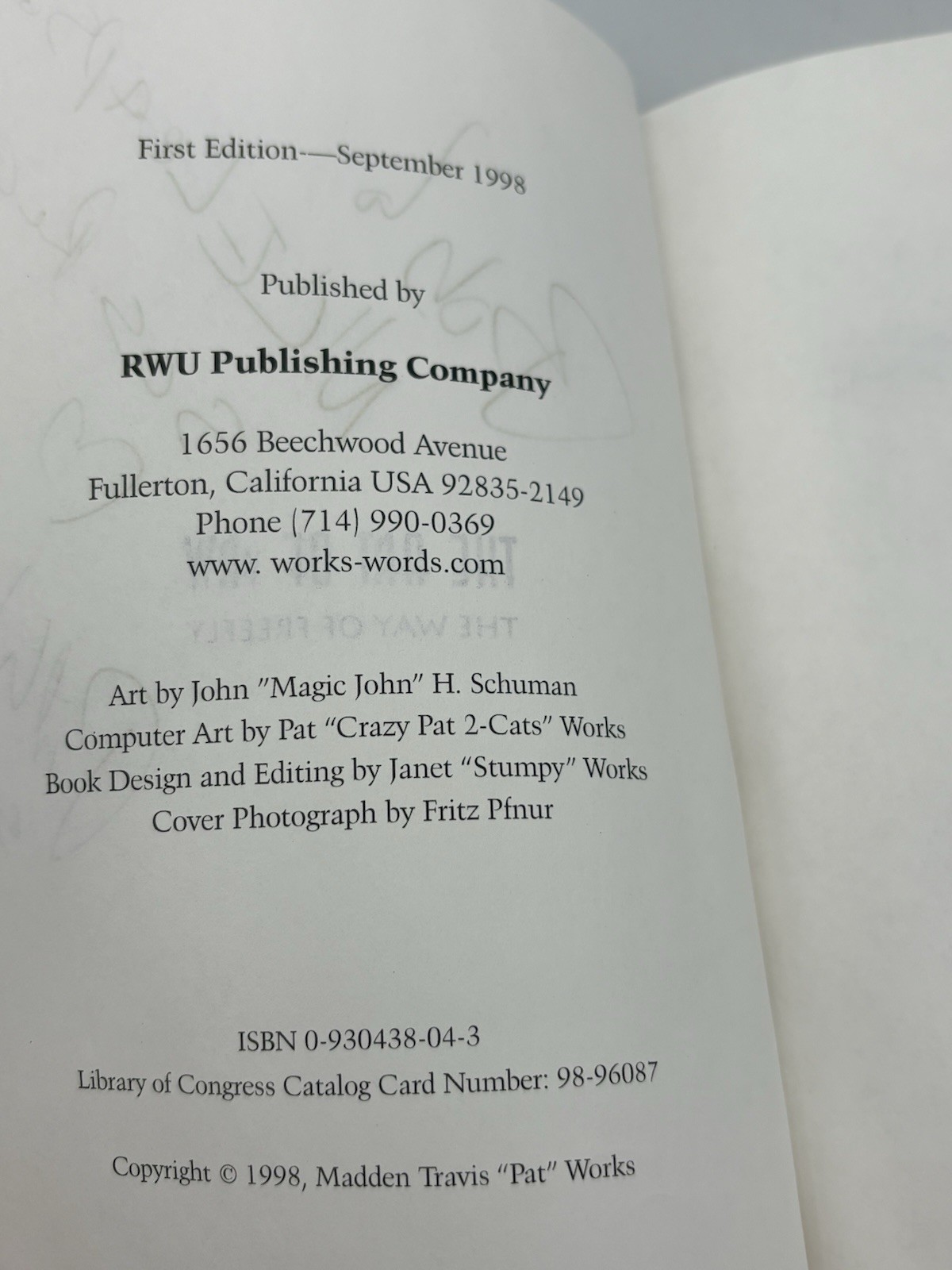 AUTHOR SIGNED The Art of VRW: The Way of Free Fly By Pat Works