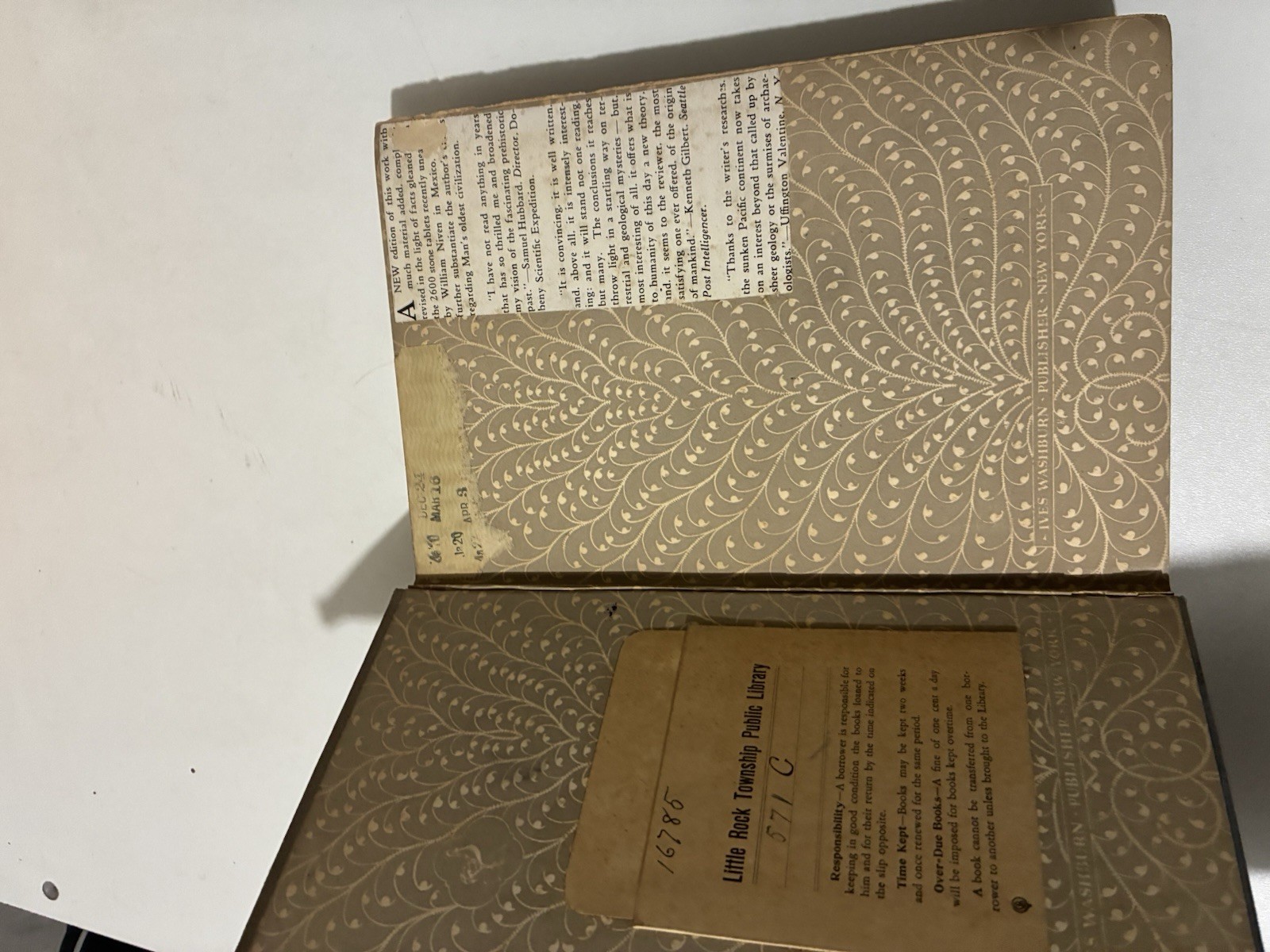 The Lost Continent of Mu James Churchward hardcover 4th printing 1933