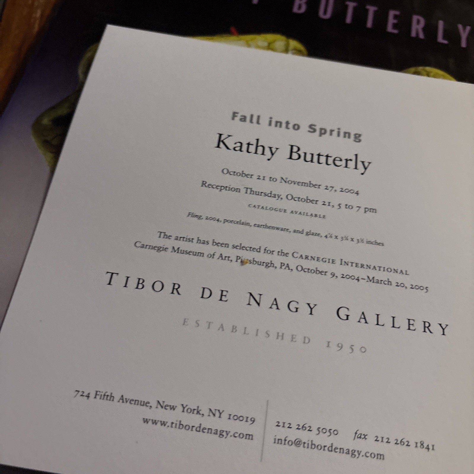 Kathy Butterly: Fall Into Spring / Tibor De Nagy Gallery Catalogue & Invitation