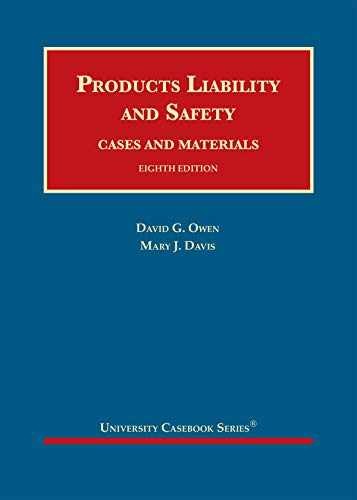 Products Liability and Safety, – Hardcover, by Owen David; Davis – Very Good