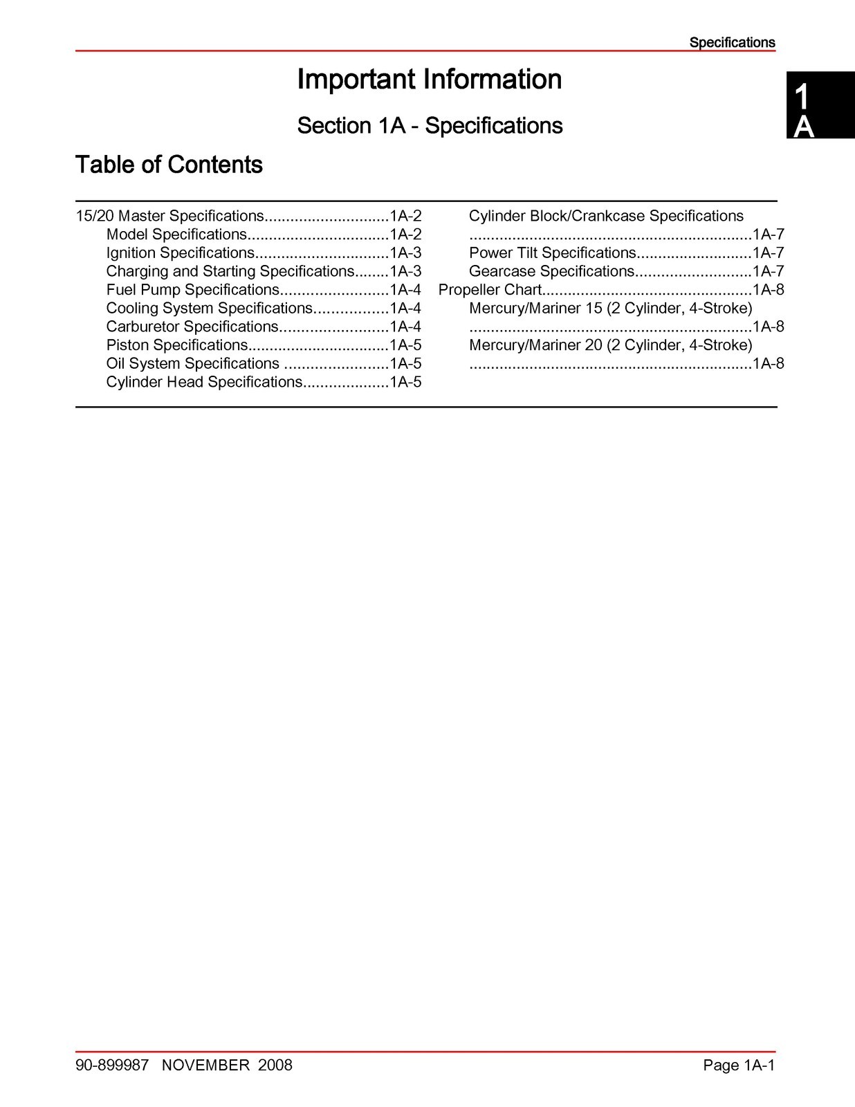 MERCURY 15 20 FourStroke Outboard Service Manual 2008 SN 0R235168 Up – CLOSURE