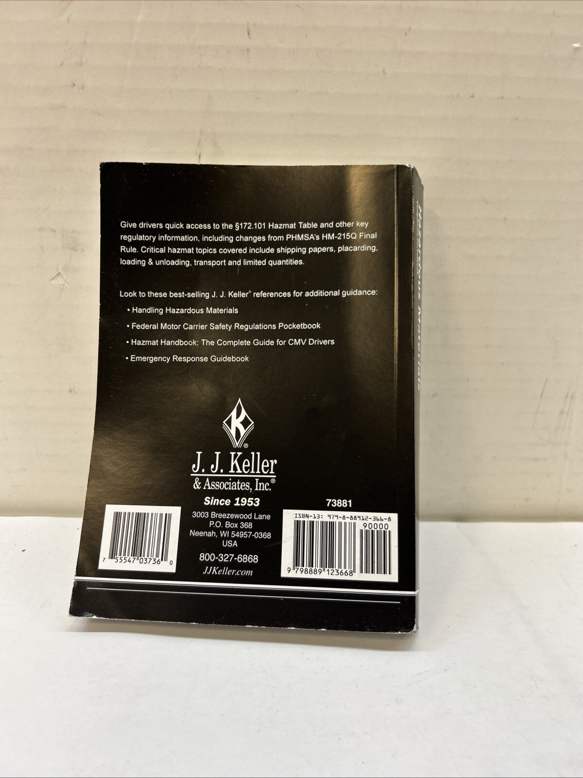 Hazardous Materials Compliance Pocketbook – Paperback, by J. J. Keller – Good